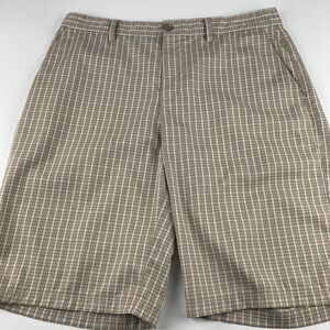 Adidas Golf Shorts Mens 34 Beige Plaid Performance Stretch A2E001 11" Inseam